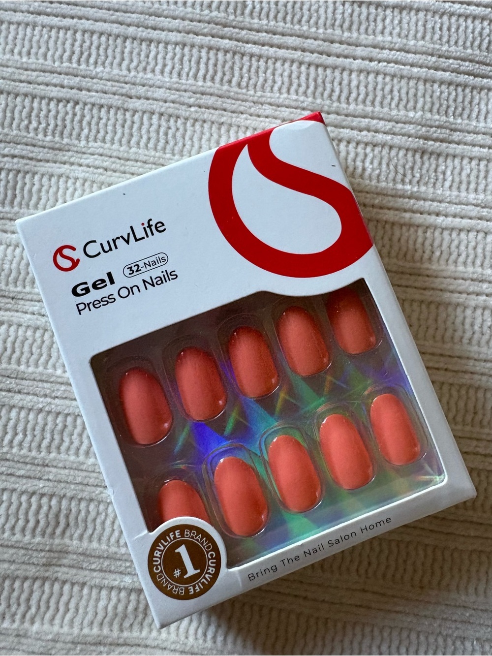 Curvlife Coral Gel Press-On Nails (32 Pack) Citrus Pop